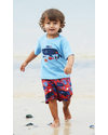 Frugi Costume da Bagno Pantaloncini Rossi Animali del Mare - 100% Cotone Bio Boxer Mare