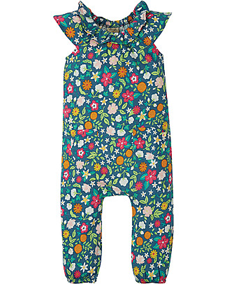 Frugi Esther Gathered Playsuit - Flower Valley - 100% Organic Cotton Rompers