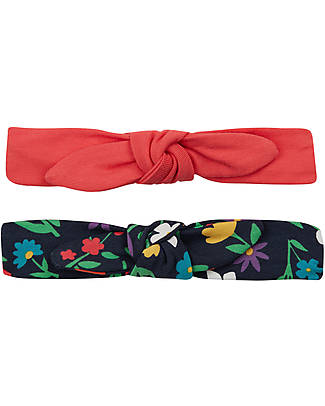Frugi Fascia per Capelli Astrid Pacco da 2 - Fiori/Watermelon - Cotone Organico elasticizzato Accessori per Capelli