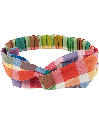 Frugi Fascia per Capelli Hollie - Wells-Next-The-Sea - Quadri Arcobaleno - Cotone Organico Accessori per Capelli