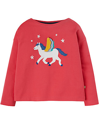 Frugi Felpa a Maniche Lunghe Bethany - Rosa/Unicorno - Cotone bio Maglie Manica Lunga