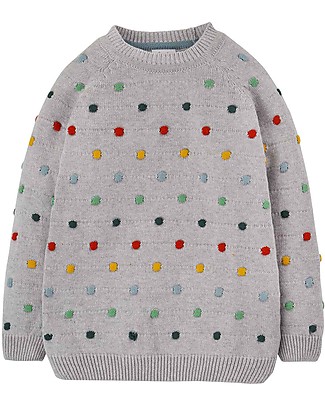 Frugi Felpa Beatrice Bobble - Grigia a Pois Colorati - 100% Cotone Organico GOTS Maglioni