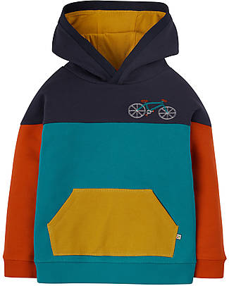 Frugi Felpa Ben a Blocchi di Colore - Bicicletta - 100% Cotone Organico GOTS Felpe