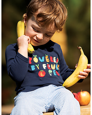 Frugi Felpa Chatter con Applique - Blu - 100% Cotone Organico GOTS - AW2022: River & Meadow Felpe