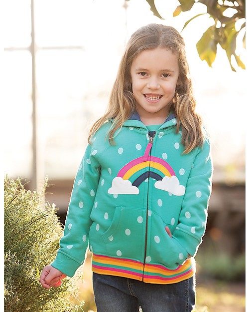 Frugi Felpa con Cappuccio Dorothy, Arcobaleno/Pois - Cotone bio Felpe