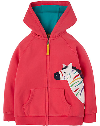Frugi Felpa con Cappuccio Hayle - Watermelon/Zebra - 100% Cotone Organico GOTS Felpe