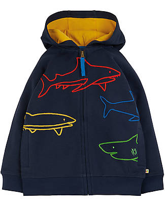 Frugi Felpa con Cappuccio Luka Zip Up - Indigo/Sharks Felpe
