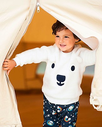 Frugi Felpa con Collo Elasticizzato Ted - Bianco - Morbido Pile Maglioni