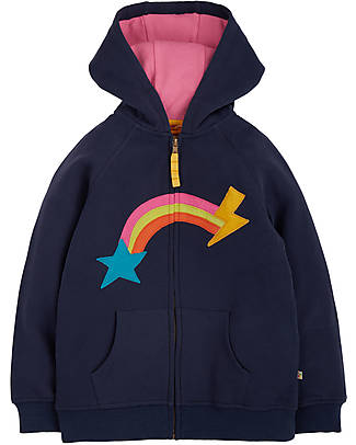 Frugi Felpa con Zip e Cappuccio Hayle - Blu Indaco - Arcobaleno - 100% Cotone Organico Felpe