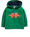 Frugi Felpa con Zip e Cappuccio Hayle - Verde - Dinosauro - 100% Cotone Organico Felpe