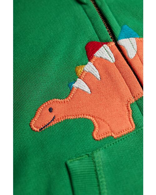 Frugi Felpa con Zip e Cappuccio Hayle - Verde - Dinosauro - 100% Cotone Organico Felpe