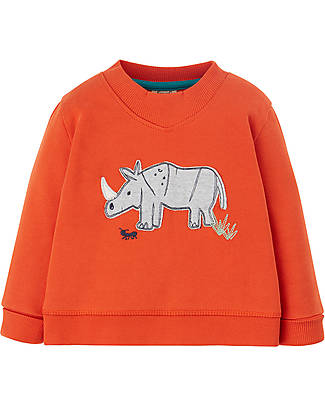 Frugi Felpa Easy-On - Rosso Fuoco/Rinoceronte - Cotone Organico Maglioni