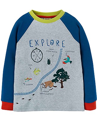 Frugi Felpa Elias Reglan The National Trust - Grigio - 100% cotone organico GOTS Maglie Manica Lunga