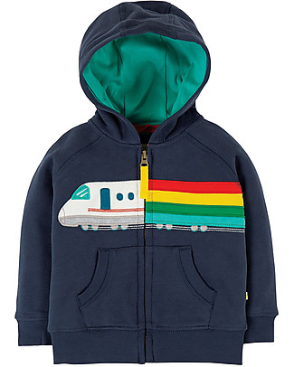 Frugi Felpa Hayle con Cappuccio - Treno/Indigo - Cotone bio Felpe