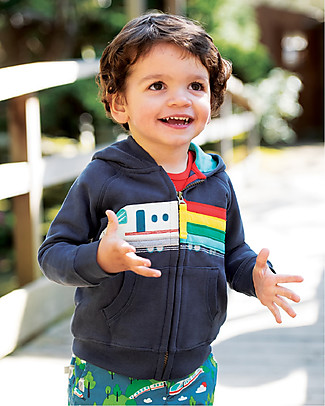 Frugi Felpa Hayle con Cappuccio - Treno/Indigo - Cotone bio Felpe