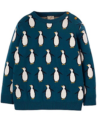 Frugi Felpa Jolly Blu - Pinguini - 100% Cotone Organico GOTS Maglioni
