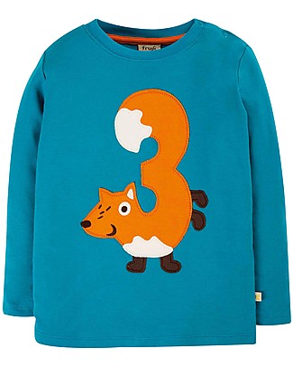 Frugi Felpa Magic Number Azzurra - Volpe - 100% Cotone Organico GOTS T-shirt