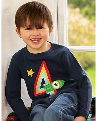 Frugi Felpa Magic Number Blu Indaco - Razzo - 100% Cotone Organico GOTS Felpe