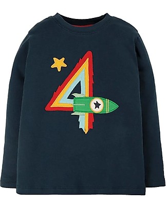 Frugi Felpa Magic Number Blu Indaco - Razzo - 100% Cotone Organico GOTS T-shirt