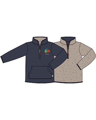 Frugi Felpa Reversibile The National Trust in Pile - Blu/Beige - Cotone Organico GOTS Felpe