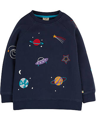 Frugi Felpa Ricamata Rex - Blu Indaco/Spazio - 100% Cotone Organico Maglioni