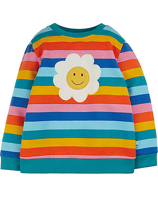 Frugi Felpa Sammy - Righe Arcobaleno/Margherita - Cotone bio Felpe