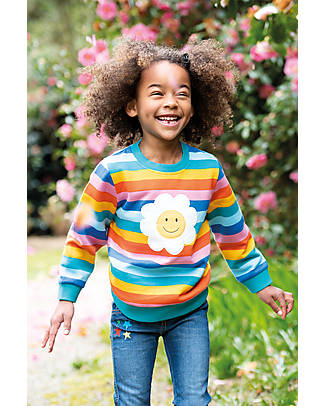 Frugi Felpa Sammy - Righe Arcobaleno/Margherita - Cotone bio Felpe