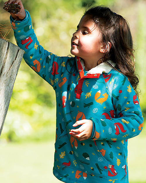 Frugi Felpa Snuggle Fleece con Rivestimento in Pile - Animali del Bosco - Cotone Bio Felpe