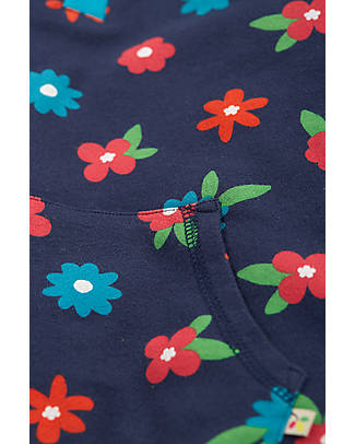 Frugi Felpa Snuggle Fleece con Rivestimento in Pile - Blu Indaco/Fiori - Cotone Organico Felpe