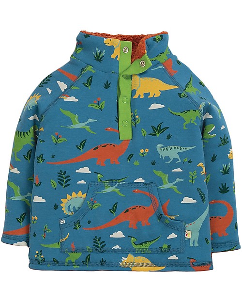 Frugi Felpa Snuggle Fleece con Rivestimento in Pile, Jurassic Lands - Cotone bio Felpe