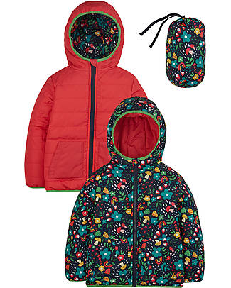 Frugi Giacca a Vento Compatta e Reversibile Toasty Trail - Blooming Bright - Eco-friendly! Piumini