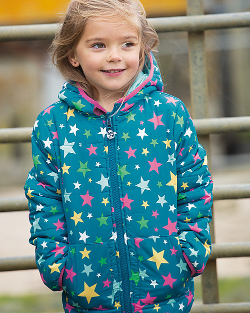 Frugi Giacca a Vento Compatta e Reversibile Toasty Trail - Stelle - Eco-friendly! Giacche