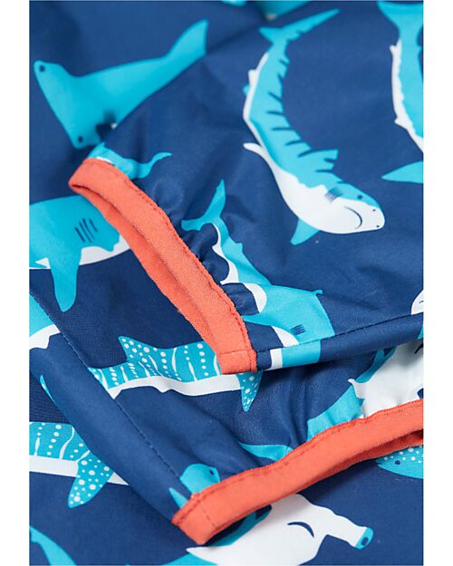 Frugi Giacca Impermeabile con Squali - Blu - Bottiglie Riciclate Impermeabili