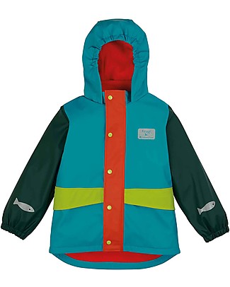 Frugi Giacca Impermeabile Foderata Puddle Buster Blu - Castoro - Cuciture Saldate! Piumini