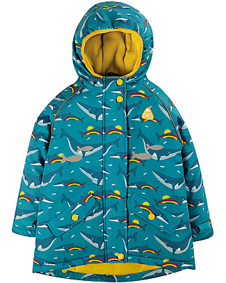 Frugi Giacca Impermeabile Imbottita Explorer - Balene - Materiale Reciclato! Giacche