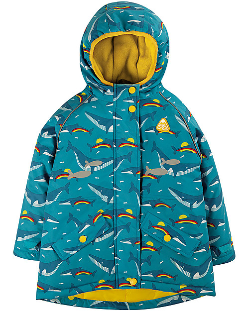Frugi Giacca Impermeabile Imbottita Explorer - Balene - Materiale Riciclato! Impermeabili