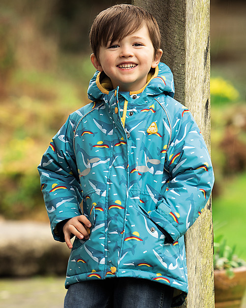 Frugi Giacca Impermeabile Imbottita Explorer - Balene - Materiale Riciclato! Impermeabili