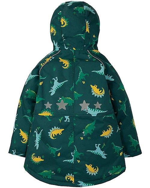 Frugi Giacca Impermeabile Imbottita Explorer, Giant Dino Field - 100% Materiale Riciclato! Impermeabili