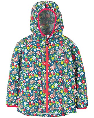 Frugi Giacca Impermeabile Pieghevole Rain or Shine - Rabbit Fields - Fatta con bottiglie di plastica riciclate! Giacche