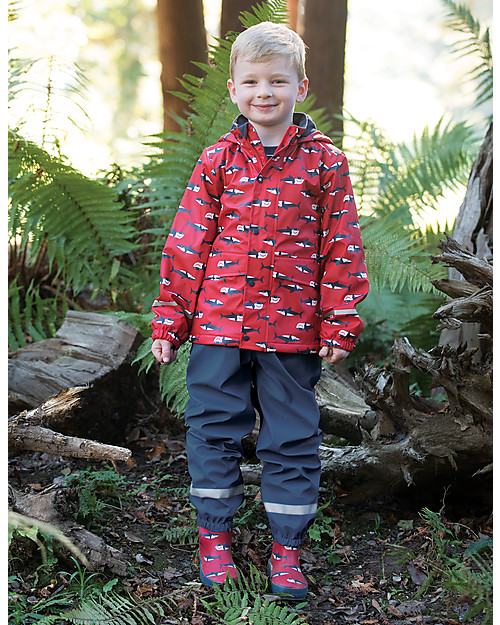Frugi Giacca Impermeabile Puddle Buster, Squali - 100% materiale riciclato Impermeabili