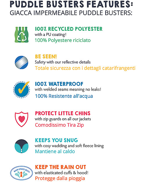 Frugi Giacca Impermeabile Puddle Buster, Squali - 100% materiale riciclato Impermeabili