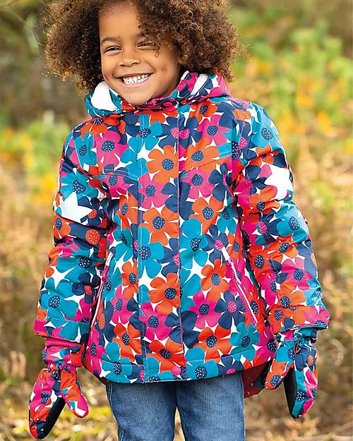 Frugi Giacca Impermeabile Snow and Ski - Floreale - Cuciture Saldate Cappotti