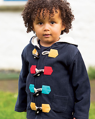 Frugi Giacca Kit con Cappuccio - Indaco - Cotone Bio Cappotti