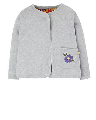 Frugi Giacca Reversibile Joyful - Grigio/Fiori - 100% Cotone Organico GOTS Cardigan