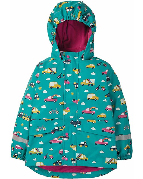 Frugi Giacca Rivestita Puddle Buster, Aqua Rainbow Roads - Cuciture Saldate, Impermeabile Impermeabili