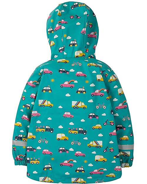 Frugi Giacca Rivestita Puddle Buster, Aqua Rainbow Roads - Cuciture Saldate, Impermeabile Impermeabili