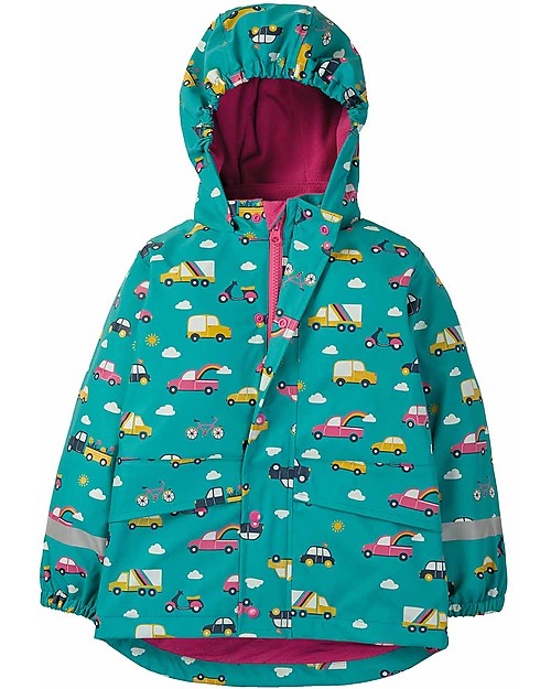 Frugi Giacca Rivestita Puddle Buster, Aqua Rainbow Roads - Cuciture Saldate, Impermeabile Impermeabili