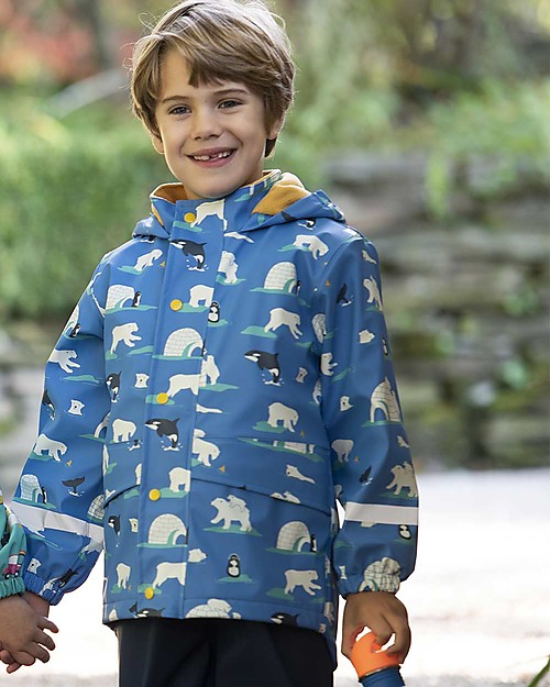 Frugi Giacca Rivestita Puddle Buster, Polar Play - Cuciture Saldate, Impermeabile Impermeabili