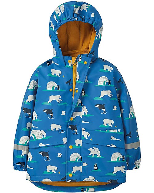 Frugi Giacca Rivestita Puddle Buster, Polar Play - Cuciture Saldate, Impermeabile Impermeabili
