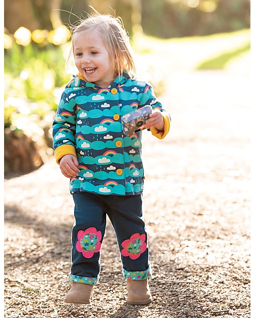 Frugi Giacchina in Felpa con Cappuccio e Bottoncini, Above the Clouds - 100% cotone bio Giacche